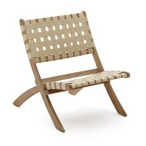 Kave Home Fauteuil 'Chabeli' Acaciahout, kleur Crème