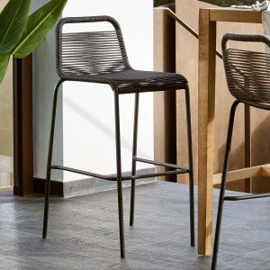 Kave Home Outdoor Barkruk 'Lambton' kleur Zwart (zithoogte 74cm)