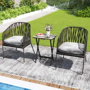 4-Delige Klaptafelset Houten TV-Snackserveertafel met Opbergstandaard Draaggreep Industriële Draagbare Banktafel Zwart