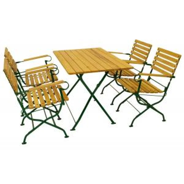 Dornbirn houten tuinset - Robina hout Platstaal - Bruin Groen