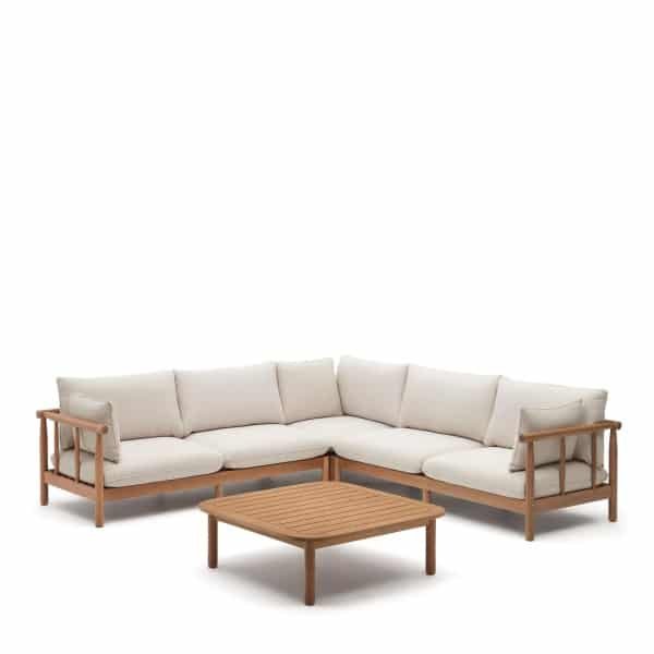 Kave Home 5-zits Hoek Loungeset Sacova Eucalyptushout - Beige