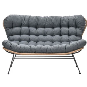 Libelle 2-zits bank natural rotan/mystic grey - Garden impressions