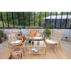 Nohr Loungeset Bronwen Met bank, 2 fauteuils en tafel, Rotan - Naturel
