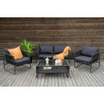 Nohr Loungeset Nikia Met bank, 2 stoelen en tafel - Zwart