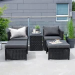 Nohr Loungeset Valari 2 loungestoelen, hockers en tafel - Zwart