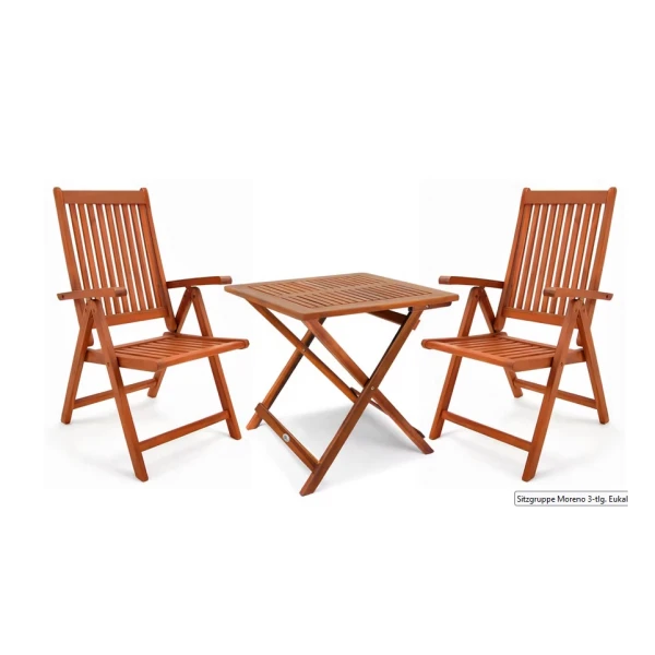 Tuinset inklapbaar Moreno 3-delig eucalyptushout FSC-gecertificeerd
