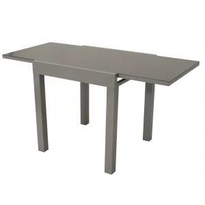 Uitschuifbare Tuintafel met glazen tafelblad 70/140 grijs