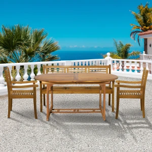 Artistiq Living Tuinset Larissa 2 stoelen + 1 bank + 1 uitschuifbare tafel, Acaciahout