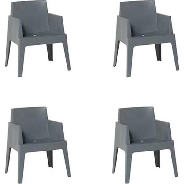 Box Tuinstoel Donkergrijs 4 stuks - Garden impressions