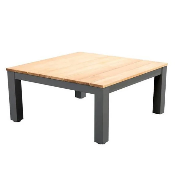 Midori coffee table 75x75cm. alu dark grey/teak - Yoi
