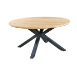 Noas dining table dia. 150 cm aluminium dark grey/teak - Yoi