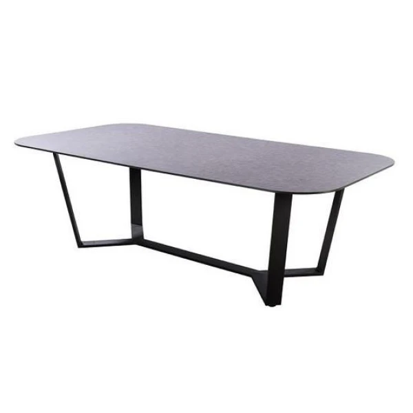 Teeburu table 240x120cm. oval alu black/concrete - Yoi