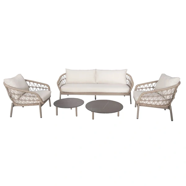 Kaprun Sofa Loungeset - Bruin/Wit Buitengewoon de Boet - Buitengewoon de boet