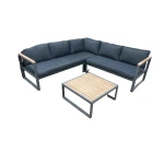 Auckland cornerset antraciet/acacia light teak look incl. dark grey kussens - Eurofleur aanbieding