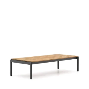 Kave Home Outdoor Salontafel Sorells Teakhout en grijs aluminium, 149 x 63cm,