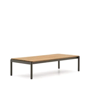Kave Home Outdoor Salontafel Sorells Teakhout en groen aluminium, 149 x 63cm,