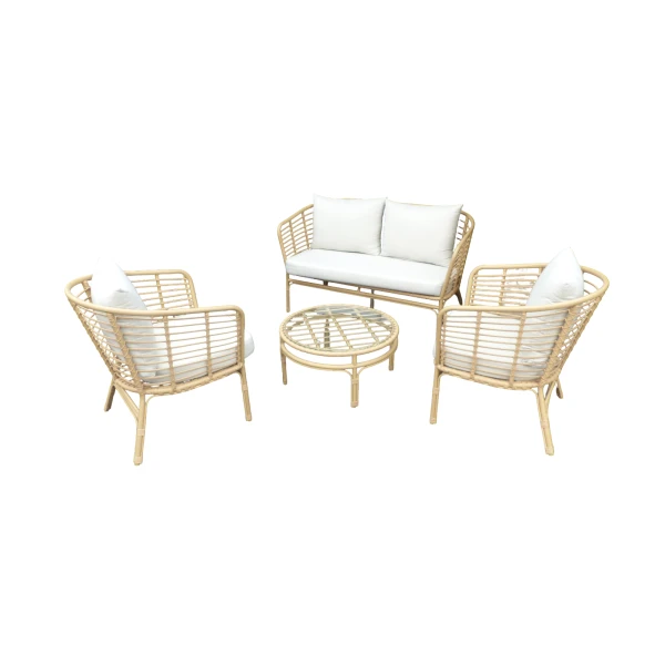 Kuching loungeset light bamboo incl. royal sand kussens - Eurofleur aanbieding