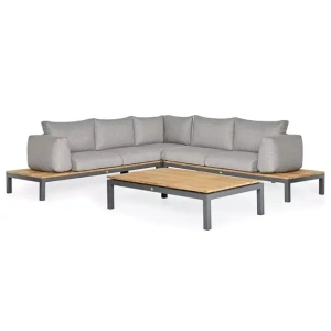 Loungeset Memphis 4-pers. MRG New teak Light Antracite Mixed Wave 2x2seater