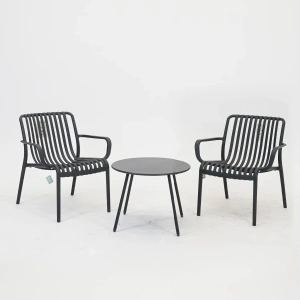 Loungeset Porto 2x Vita Porto Loungestoel met Santo Bijzettafel Zwart Balkon Set Vita