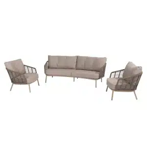 Loungeset Puglia Latte Set 3 delig 3 zits Kussens 4SO Lounge Bank Stoelen Buiten Tuin 4 Seasons
