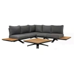 Loungeset Stockholm 3-pers. New teak Light Antracite Mixed Wave tafel 90x90cm
