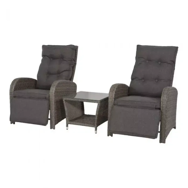 Melia wicker Loungeset Duoset Melia 2 verstelbare stoelen + tafel van Lesli Living