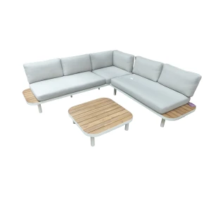 Moa cornerset taupe/acacia incl. royal stone green kussens - Eurofleur aanbieding