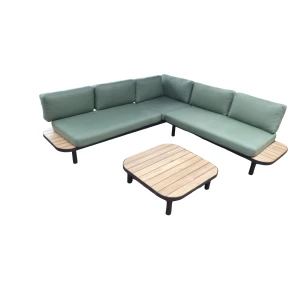 Moa cornerset zwart/acacia incl. royal stone green kussens - Eurofleur aanbieding