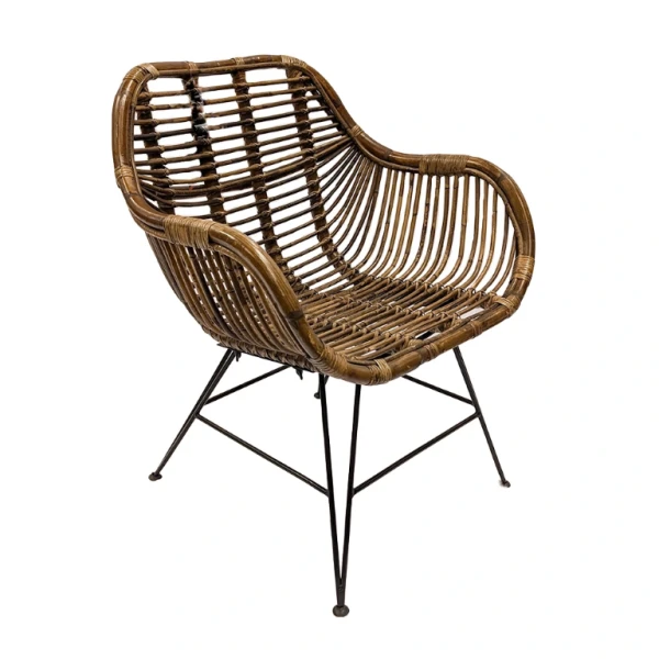 Rattan Iron Legs Dining Tuinstoel Van der Leeden - Van der leeden