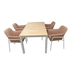 Set van Arashi tafel 169x90 cm salix/teak en 4 Take stoelen salix/terracotta - Yoi
