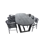 Set van Lauren tafel 270x110x76 cm charcoal en 6 Kevin stoelen lava - Yoi