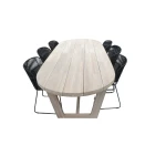 Set van Lauren tafel 270x110x76 cm teak aged en 6 Faye stoel lava incl. kussen - Yoi