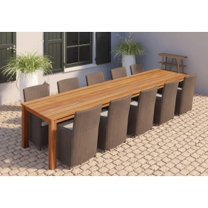 Tuintafel Rustiek teak 400 cm (met extra middenpoot) Tuindeco - Tuindeco