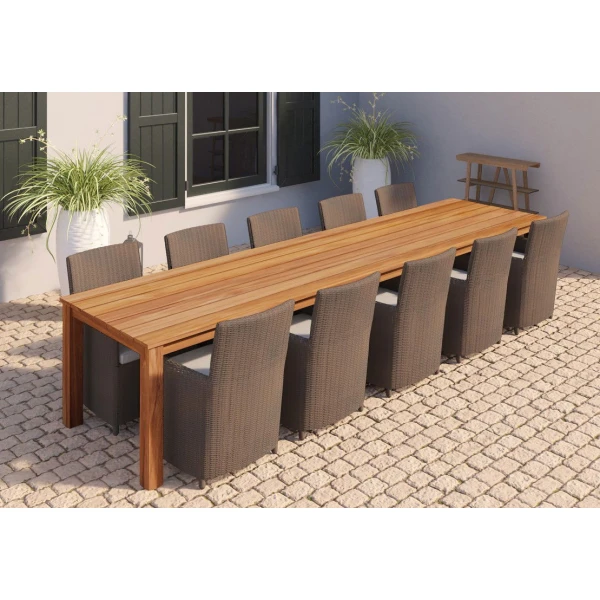 Tuintafel Rustiek teak 400 cm (met extra middenpoot) Tuindeco - Tuindeco