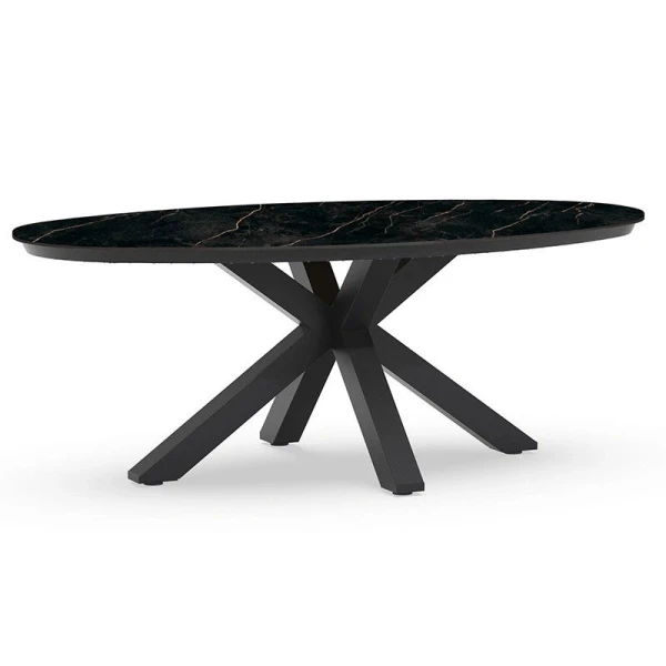 Oblong Tuintafel Marble Charcoal 200x110 cm - Tierra outdoor