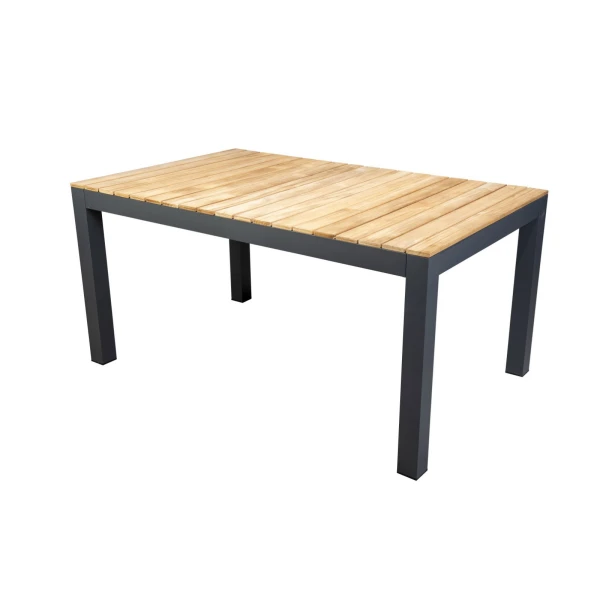 Midori low dining table 148x90 cm aluminium dark grey/teak Yoi - Yoi