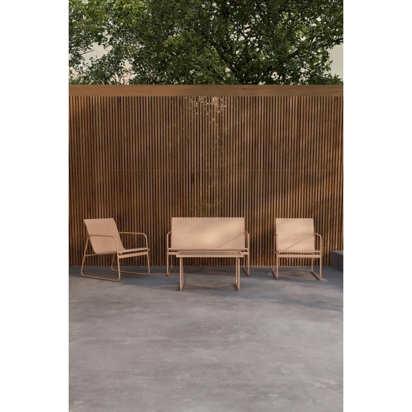 Nohr Loungeset Karilynn Met bank, 2 stoelen en tafel - Beige