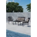 Nohr Loungeset Shiquita Met bank, 2 stoelen en tafel - Zwart