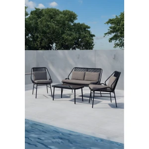 Nohr Loungeset Shiquita Met bank, 2 stoelen en tafel - Zwart