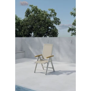 Nohr Verstelbare Tuinstoel Taysha - Beige/Teak