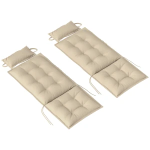 Outsunny 2-delige set waterafstotende ligbedkussens tuinligbedkussen 50x116x5 cm, Beige