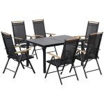 Outsunny Tuinset, opvouwbare zitgroep, 7-delige, ruimtebesparend, weerbestendig, gemakkelijk op te bergen, 1 tafel + 6 stoelen, zwart | Aosom.nl