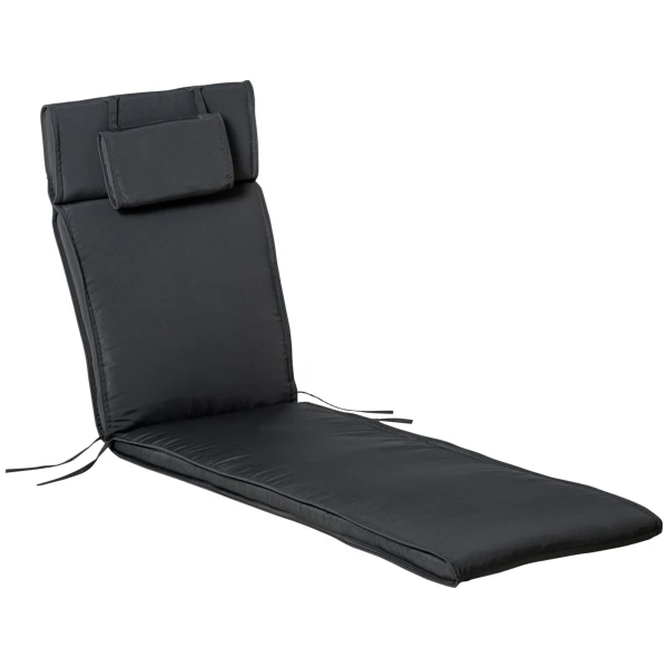 Outsunny ligbed, luxe loungebed met hoofdkussen, weerbestendig, eenvoudig te verstellen, 200 x 65 x 30-80 cm, katoenvezel en polyester | Aosom.nl