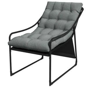 Outsunny loungeset, weerbestendig, luxe dikke kussens, stevig roestvrij stalen frame, 62B x 110D x 88H cm, grijs/zwart | Aosom.nl