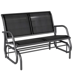 Outsunny schommelbank, comfortabele tuinschommel, weerbestendig met metalen frame, voor 2 personen, 150 x 100 x 150 cm, grijs | Aosom.nl