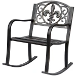 Outsunny schommelstoel, antieke tuinmeubel, duurzaam metaal, weerbestendig, elegante uitstraling, comfortabel, brons | Aosom.nl