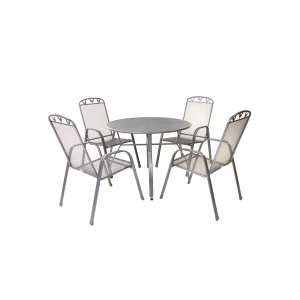 Greemotion Tuinset Toulouse (Tafel + 4 stapelstoelen, Ø100 x 74 cm)