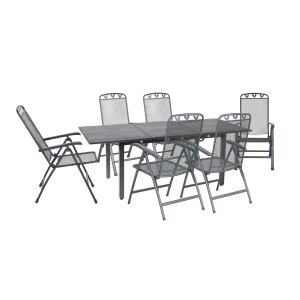 Greemotion Tuinset Toulouse (Uitschuifbare tafel + 6 klapstoelen, 140-200 x 74 x 90 cm)