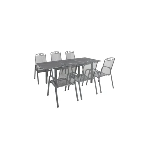 Greemotion Tuinset Toulouse (Uitschuifbare tafel + 6 stapelstoelen, 140-200 x 74 x 90 cm)
