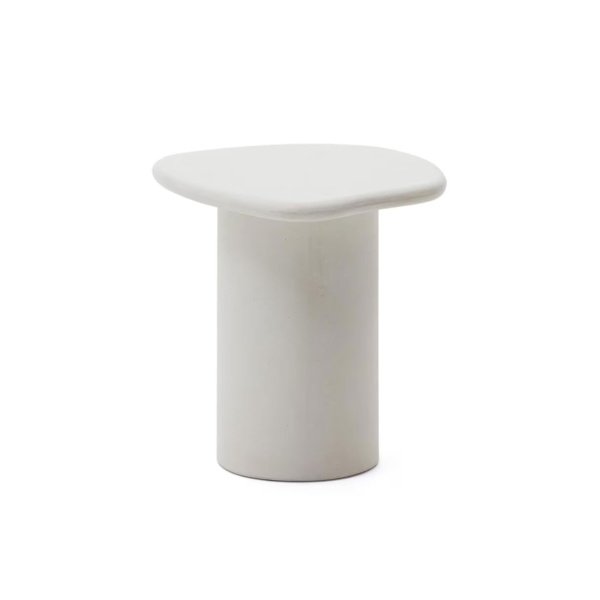Kave Home Organische Bijzettafel 'Macarella' Cement, 48 x 47cm, kleur Wit